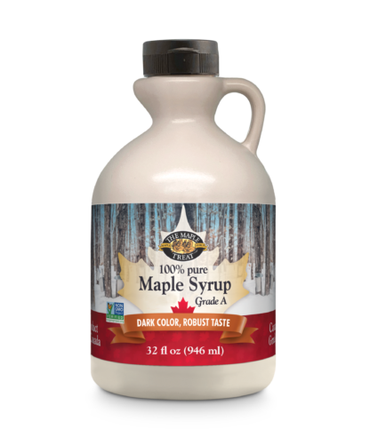 32 fl oz dark maple syrup, plastic jug