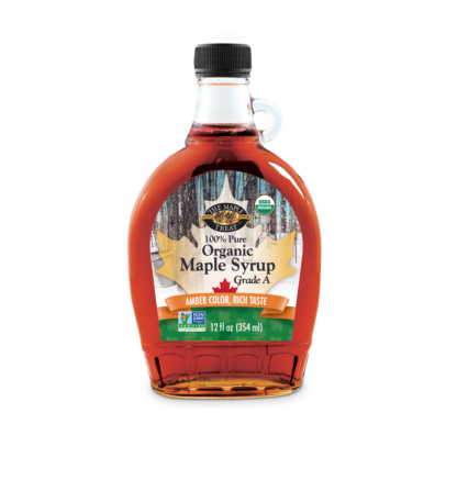 12 fl oz amber organic maple syrup, glass bottle